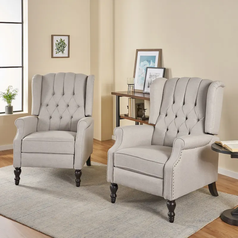 Walter Tufted Fabric Recliners (Set of 2) by Christopher Knight Home