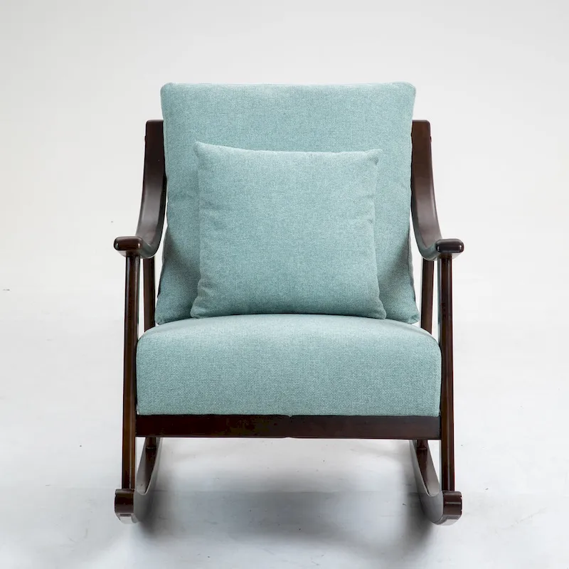 Linen Solid Wood Rocking Arm Chair