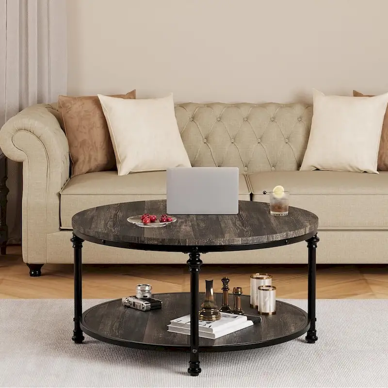 Round Coffee Table 30.31 Industrial Center Table