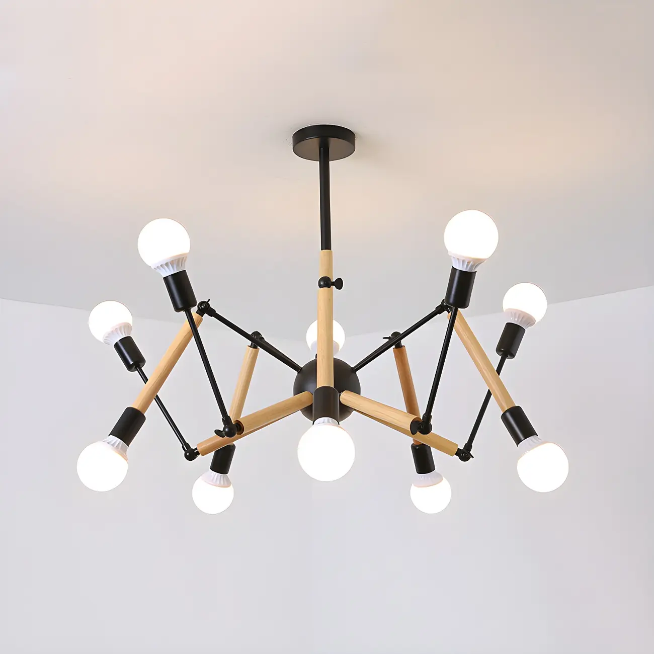 Modern Multi-Light Metal Adjustable Downrod Sputnik Chandelier