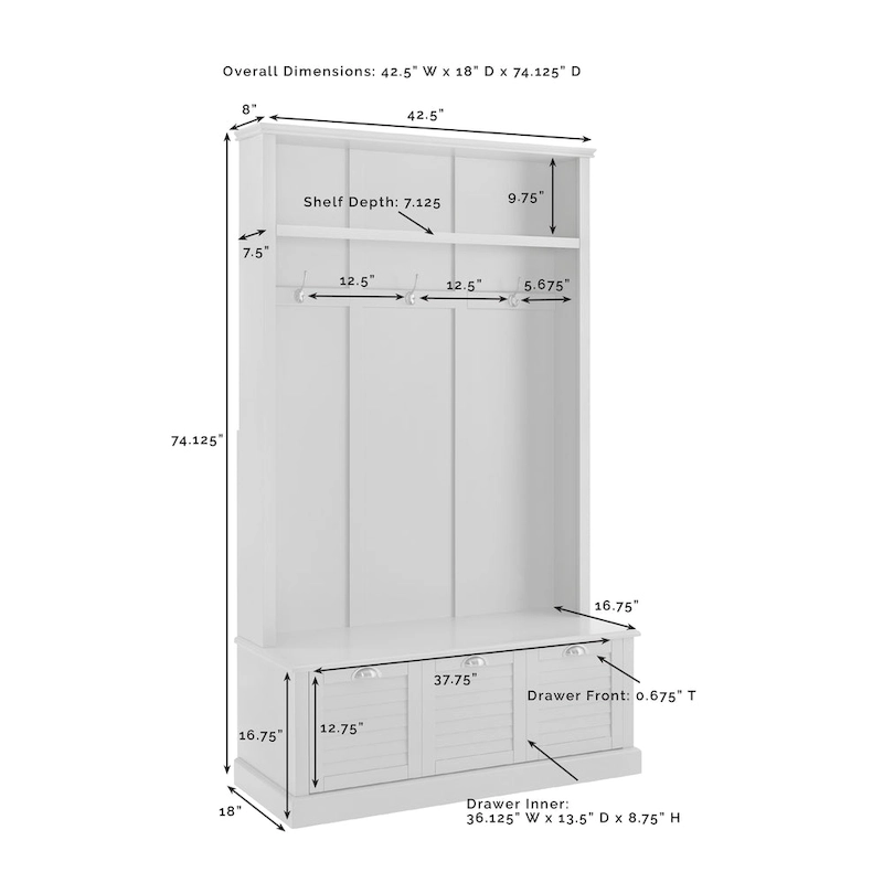 Crosley Ellison Hall Tree - 42.5W x 18D x 74.13H