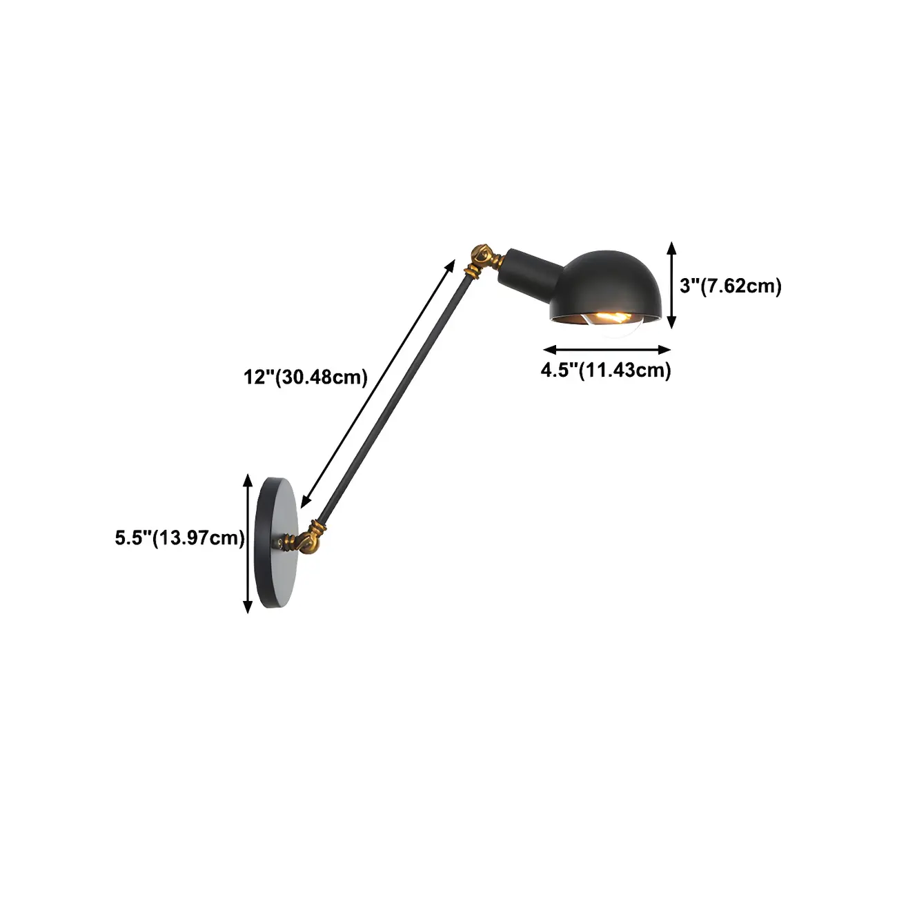 Adjustable Industrial Dome Swing Arm Wall Light