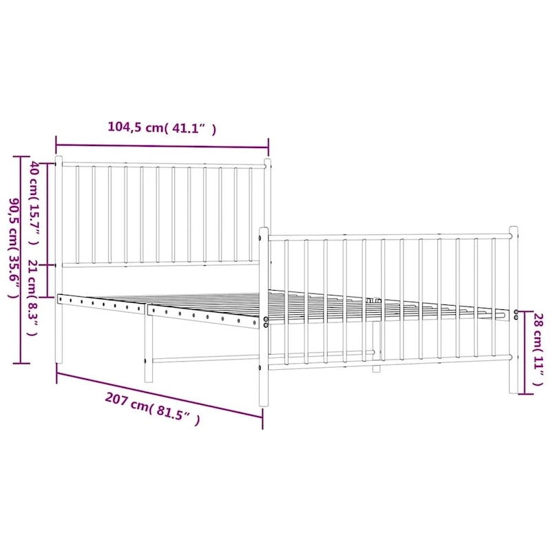 vidaXL Metal Bed Frame, No Mattress