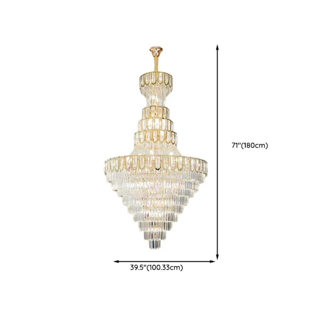 Luxury Adjustable Gold Tiered Crystal High Ceiling Chandelier