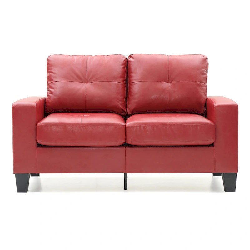 Newbury 58 in. W Flared Arm Faux Leather Straight Sofa - 32 L x 58 W x 36 H