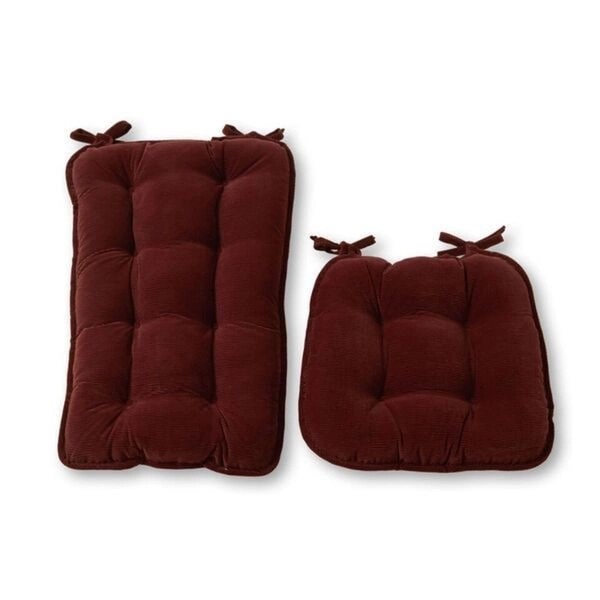 Wine 2-Piece Reversible Corduroy Jumbo Rocking Chair Cushion Set