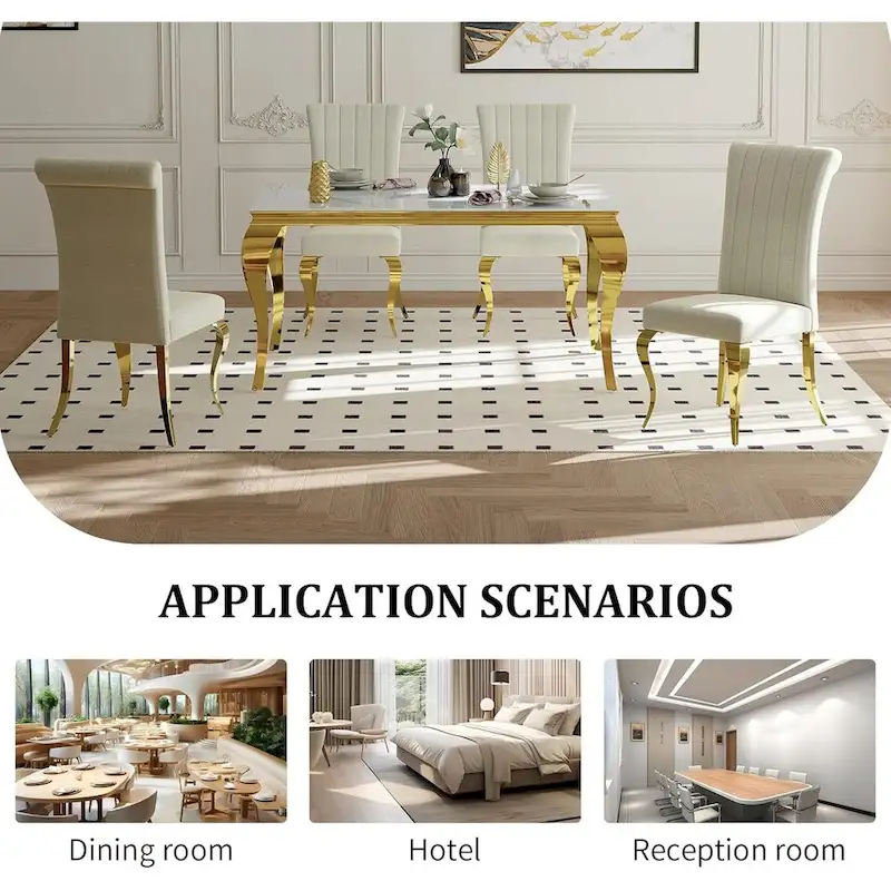 Mid Century Modern Glass Dining Table with Metal Cabriole Legs