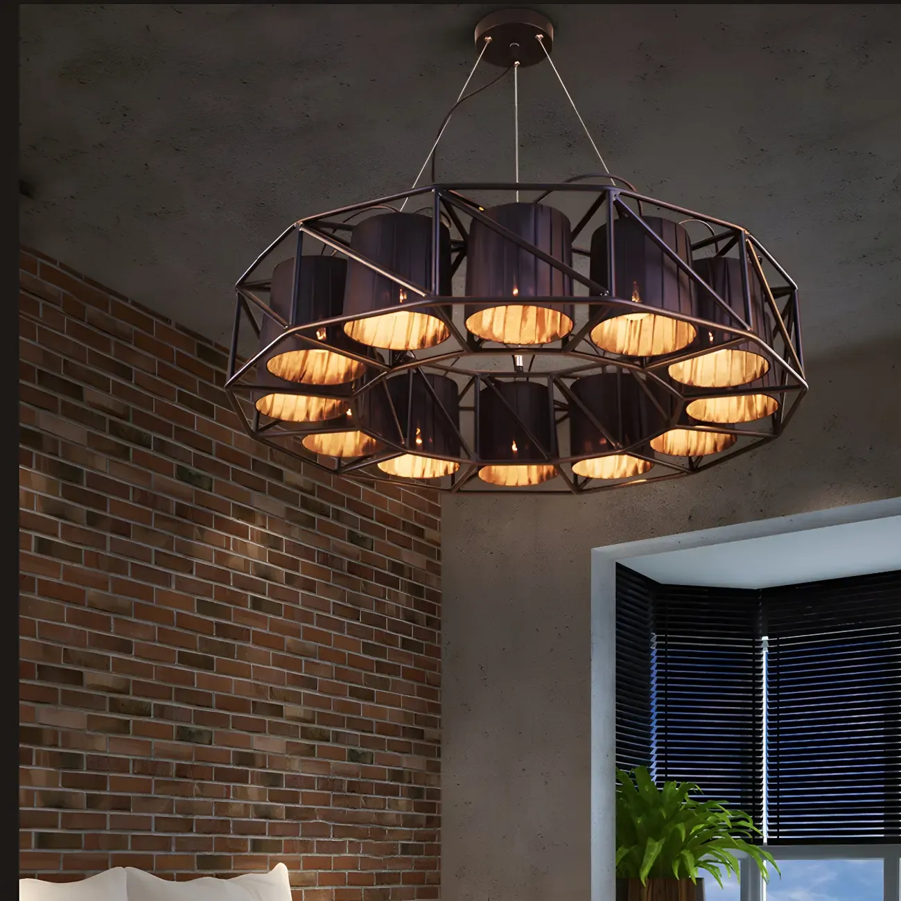 Black Metal Geometric Modern Chandelier Light