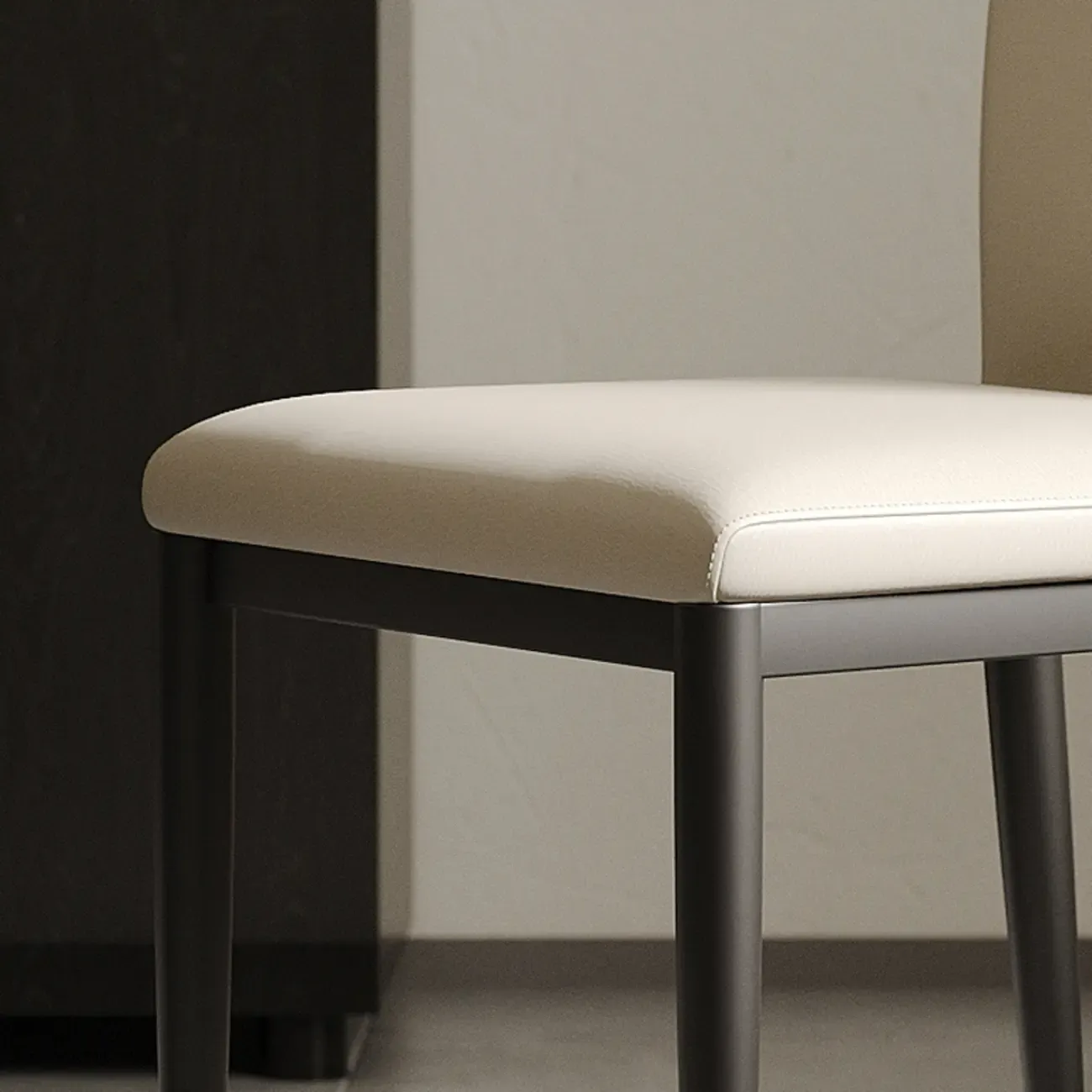Modern Faux Leather Upholstered Solid Back Dining Chair