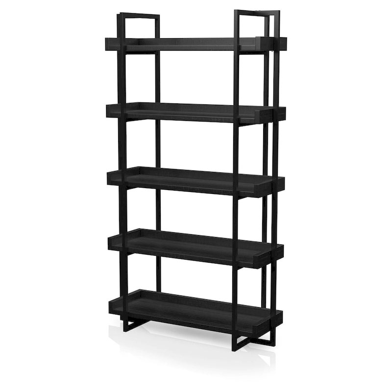 Ganesh Rustic Black Metal 5-Tier Ladder Shelf by Carbon Loft