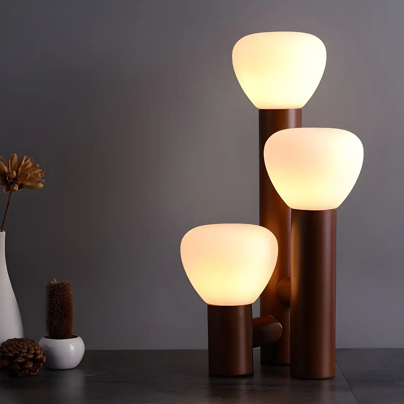Modern Unique 3-Light Glass Table Lamp for Living Room