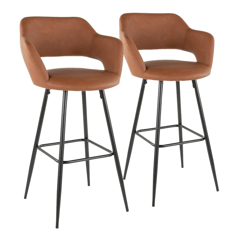 Faux Leather Bar Stools (Set of 2) - N/A
