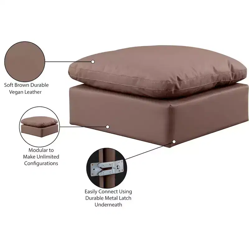 Meridian Furniture,Indulge Vegan Leather Ottoman