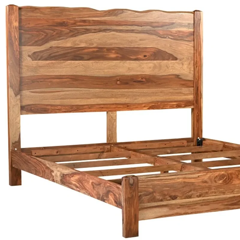 HomeRoots Brown Live Edge Solid Wood King Bed Frame