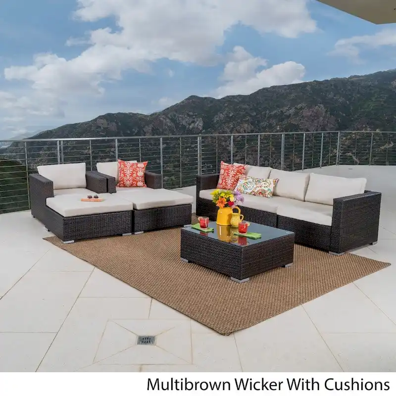 Santa Rosa Outdoor 8-piece Wicker Sectional Sofa Set with Cushions by Christopher Knight Home