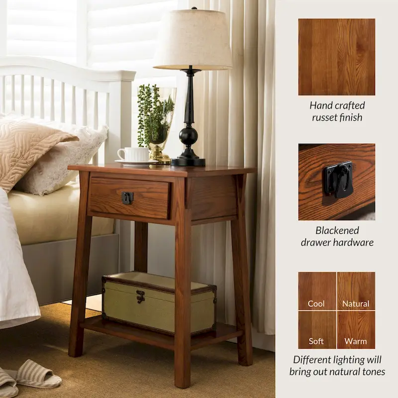 Leick Home Solid Wood Mission End Table with Drawer