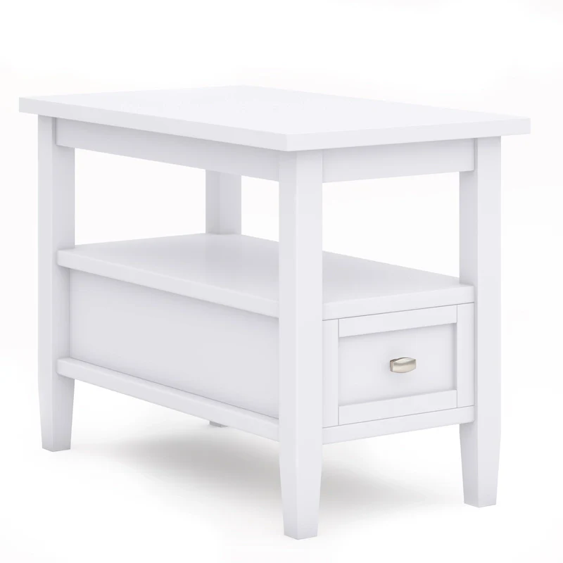 SOLID WOOD 14 inch Wide Rectangle Transitional Narrow Side Table - 14 Inches wide