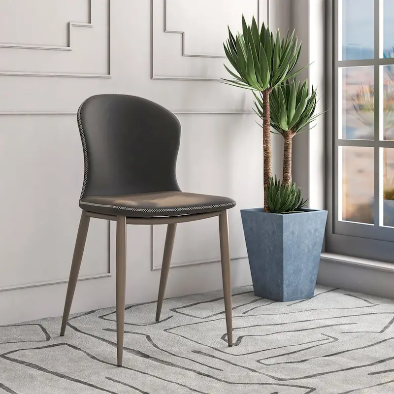 Modern Upholstered Fabric Dining Chair with Metal Legs, Mosaic Style Kitchen Side Chair