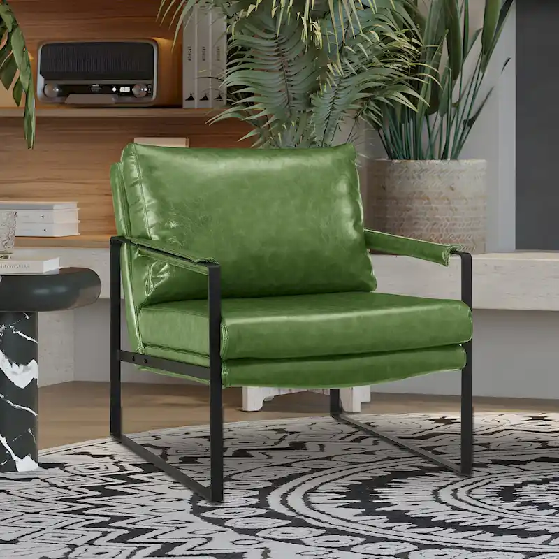 Art Leon Modern PU Leather Upholstered Arm Chair with Steel Frame