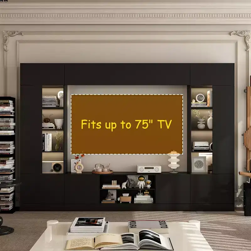 Famapy Large Entertainment Center All - Encompassing TV Entertainment Center: Aesthetic & Practical Living Room Essential