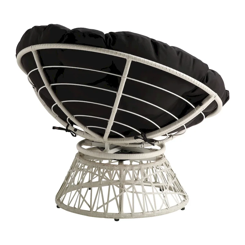 Papasan Chair with Round Pillow Cushion and Cream Wicker Weave