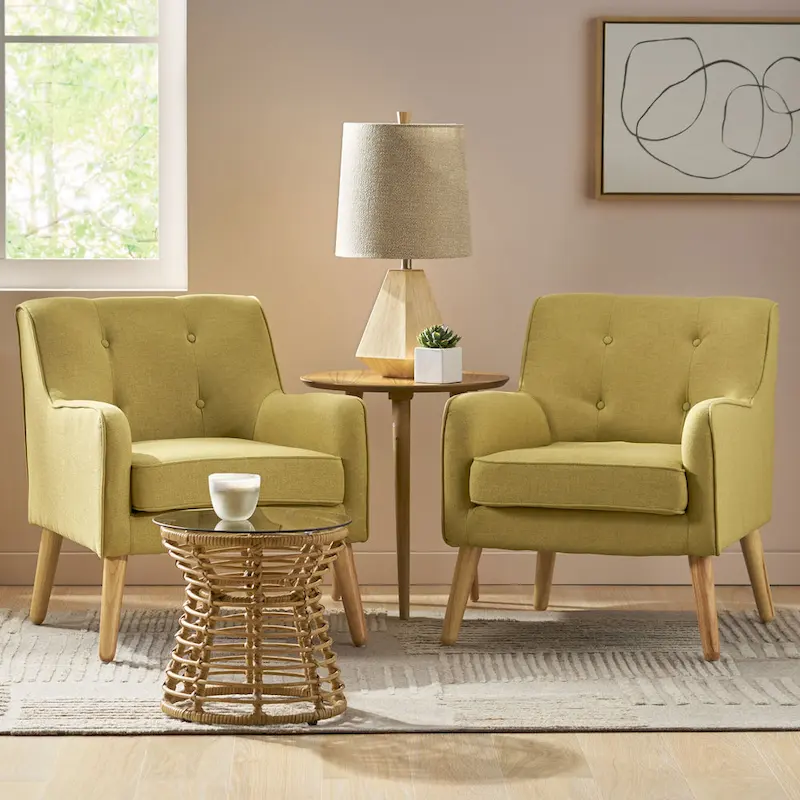 Felicity Mid-Century Modern Fabric Tufted Arm Chair (Set of 2) by Christopher Knight Home