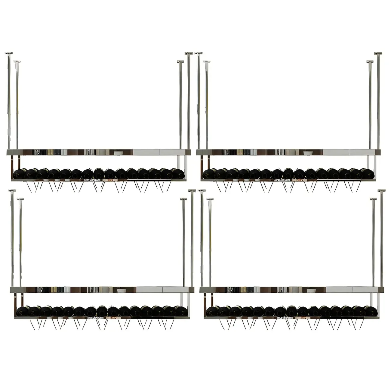 Modern Metal Hanging Wine Rack with Glass Holder