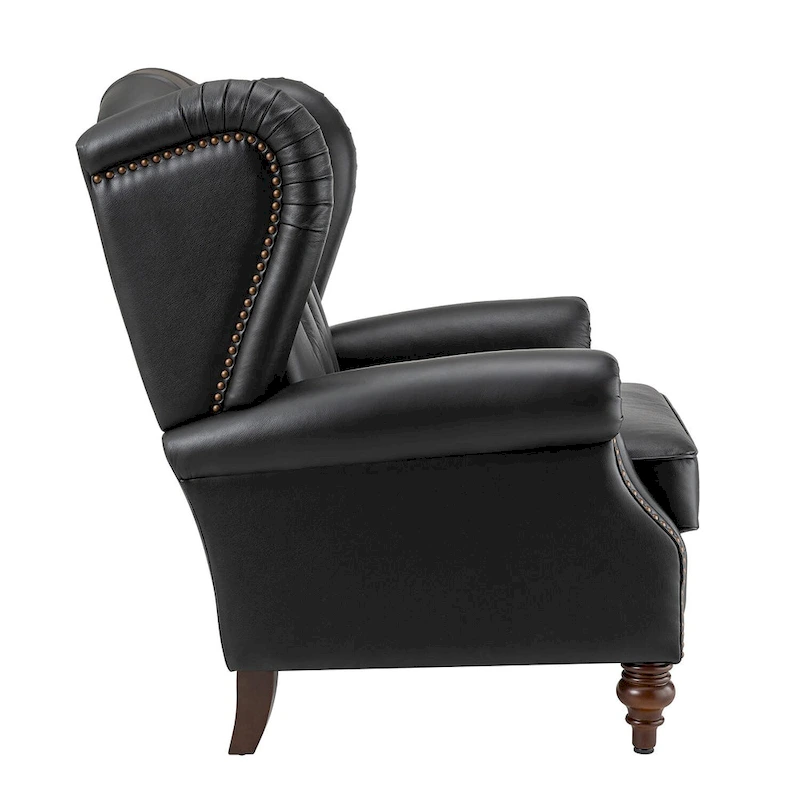 Alex Classic Leather Armchair with Nailhead Trim by HULALA HOME