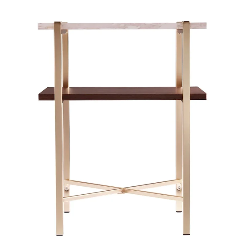 Square Faux Marble Side Table with Storage