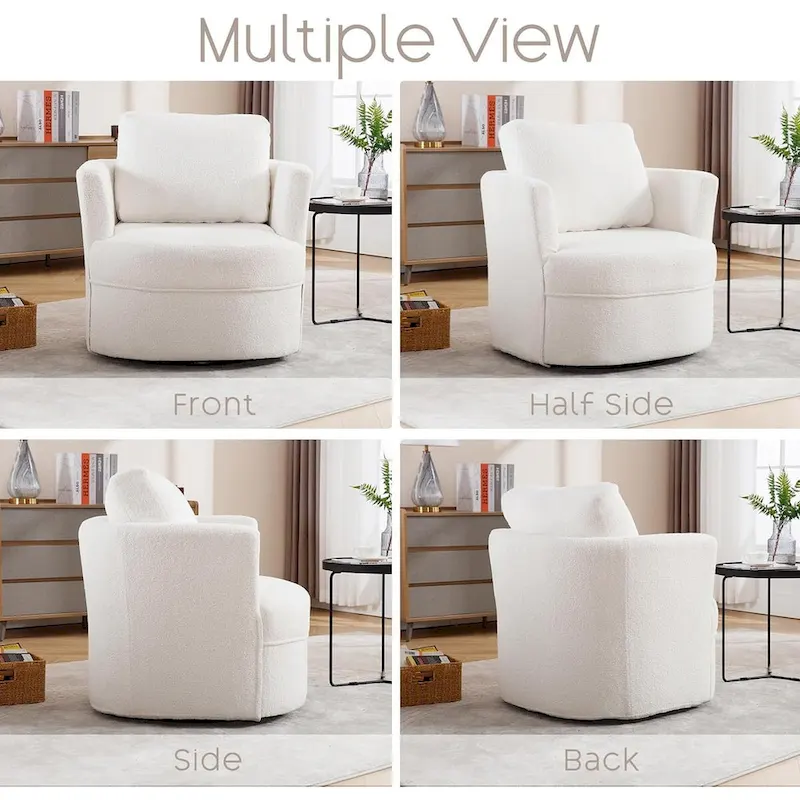 HOMYKA Swivel Accent Barrel Chair Round Arm Chair with Pillow Set 2