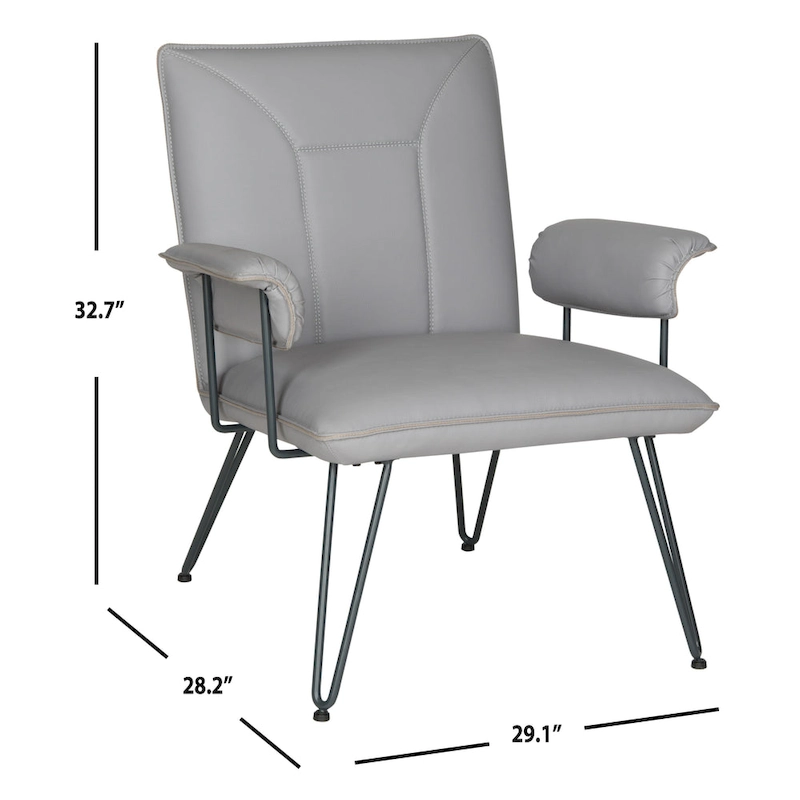 SAFAVIEH Johannes Mid-Century Modern Grey Arm Chair - 29W x 28D x 33H