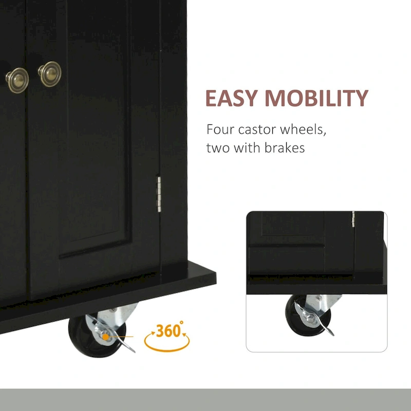 2024 NEW Modern Rolling Kitchen Island Cart with Spice Rack