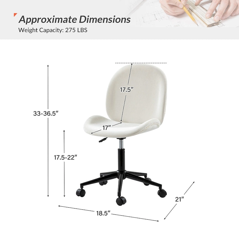 Ines Modern 0ffice Chair 360Whirling Armless With Metal Base by HULALA HOME