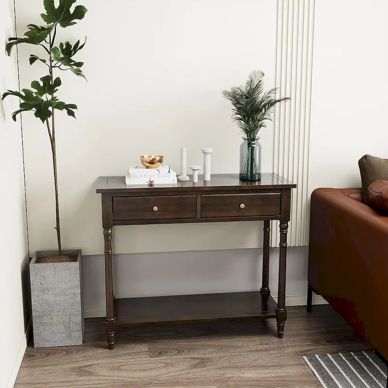 Entryway Table with Storage Drawers Console Table with Shelf