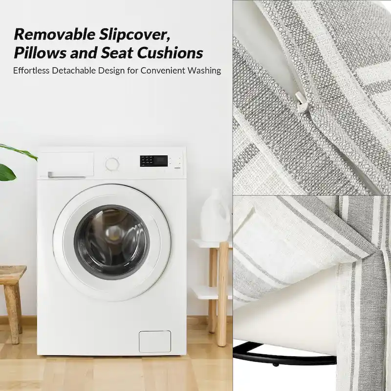 Stan Farmhouse Slipcover Rocking Swivel Chair by HULALA HOME