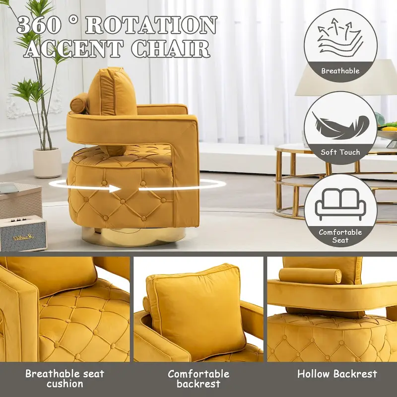 Fabric pull buckle living room rotating leisure chair, reception and negotiation chair