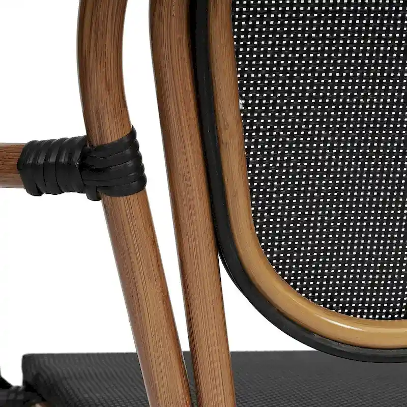 2 Pack All-Weather Commercial Paris Chairs with Arms and metal Frames - N/A