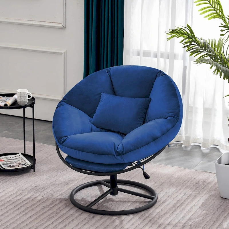 MCombo Gas Lift Swivel Papasan Chair with Height Adjustment, Velvet HQ405