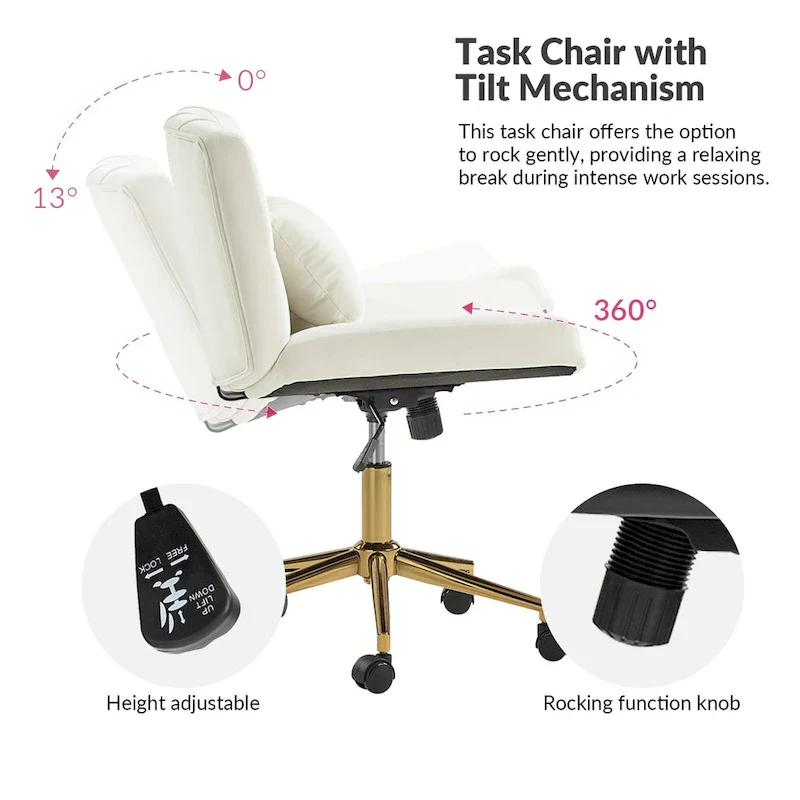 Ollie Modern Flannel Swivel Tilting Office Chair with Pillow by HULALA HOME