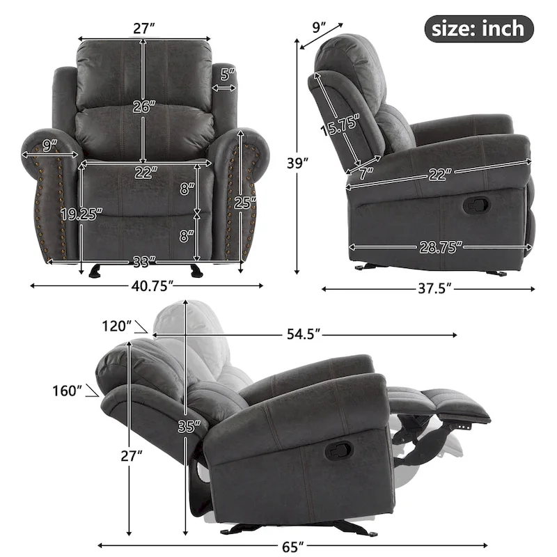 Charlie Bonded Leather Glider Recliner by Christopher Knight Home