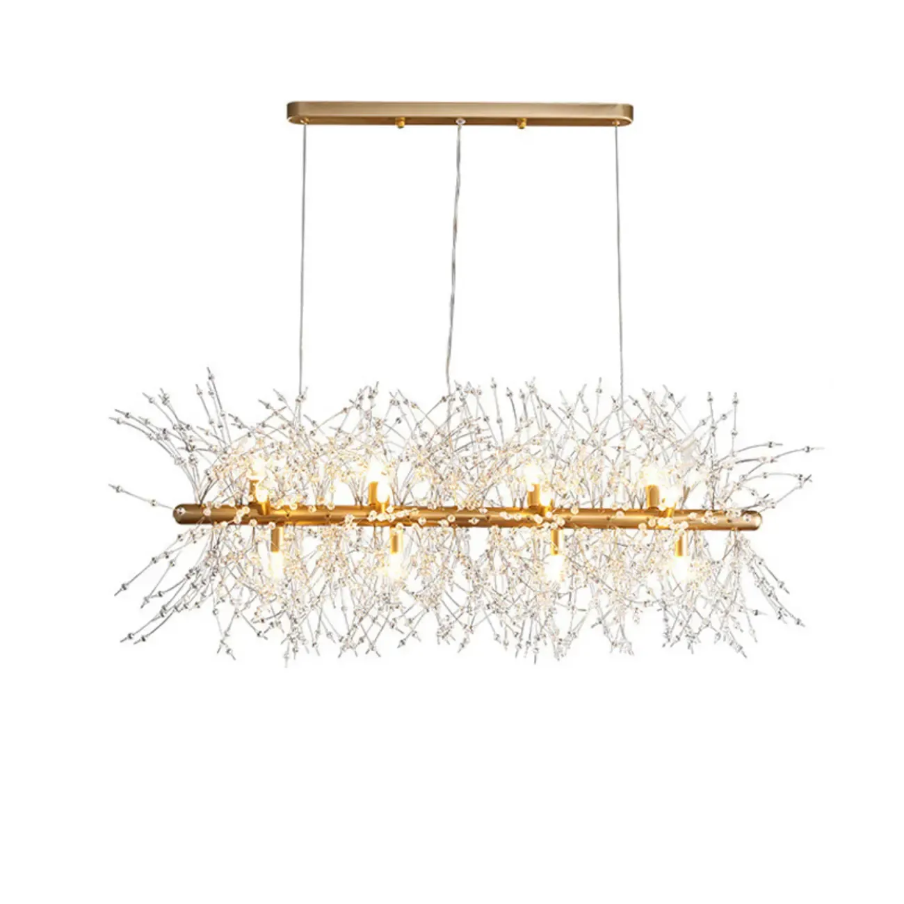 Golden Geometric Crystal Island Light Adjustable Hanging Length