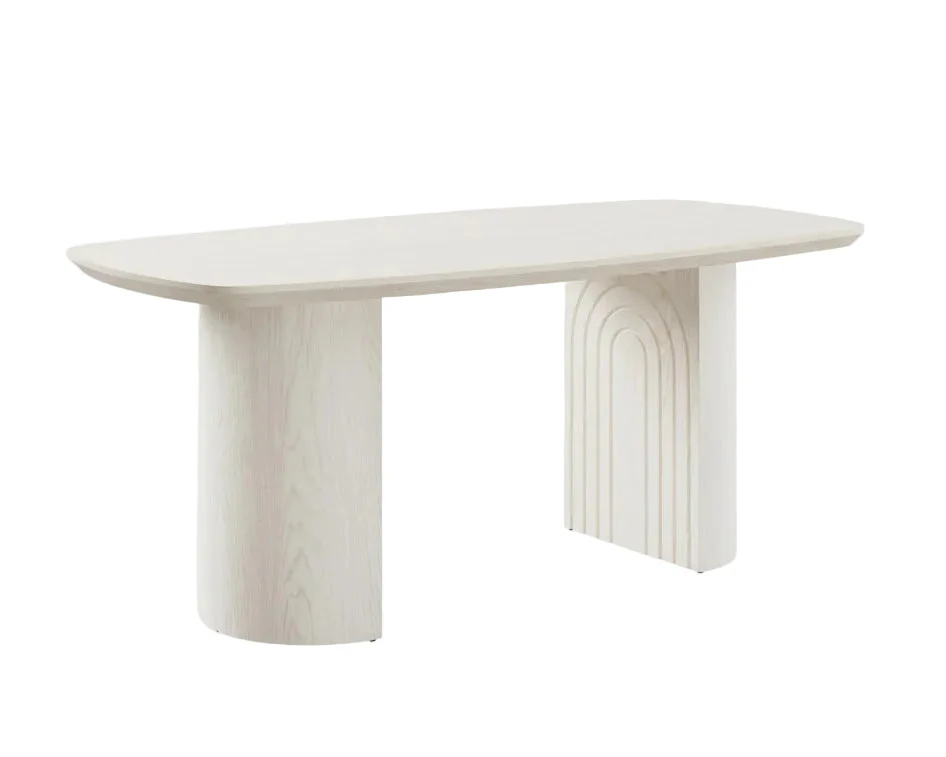 Beige Wood Dining Table - 6 Seater 70.86