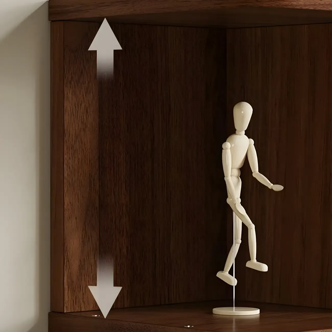 Tall Modern Walnut Open Back 6-Shelf Wood Bookcase