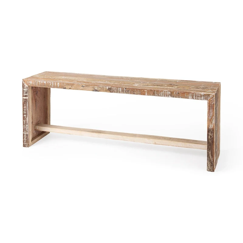 Reclaimed Wood Entryway Bench, Brown, Rustic, Boxy Frame, 47"W x 13"D x 18"H