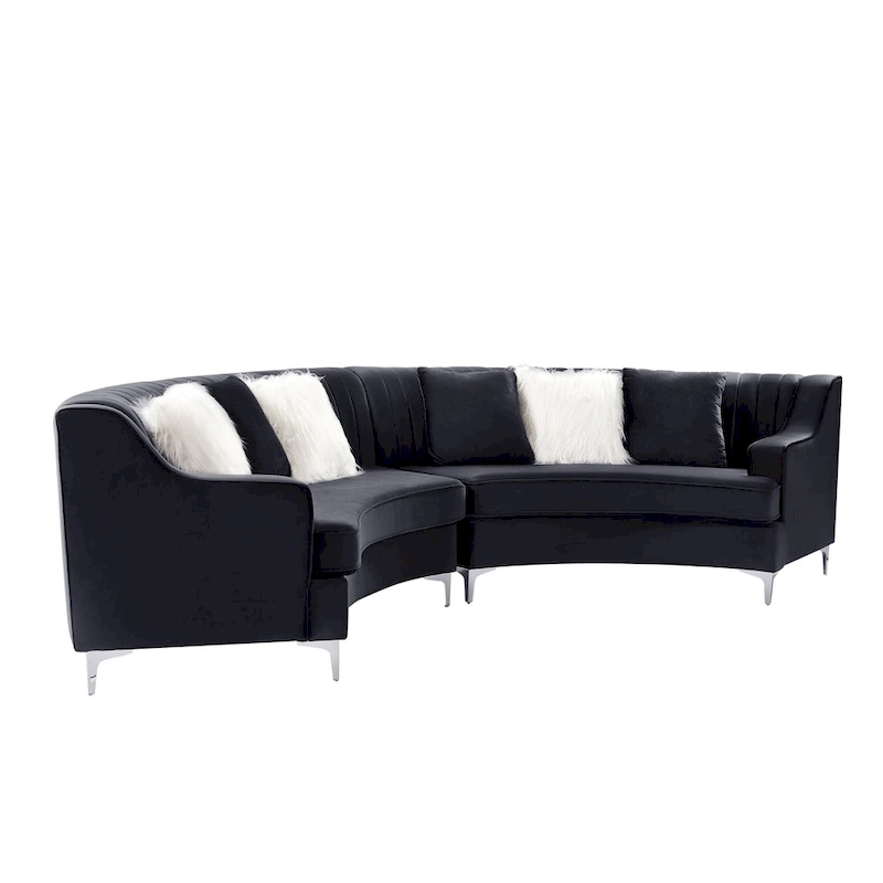 Tufted Velvet Sofa Curved Couch with Pillows