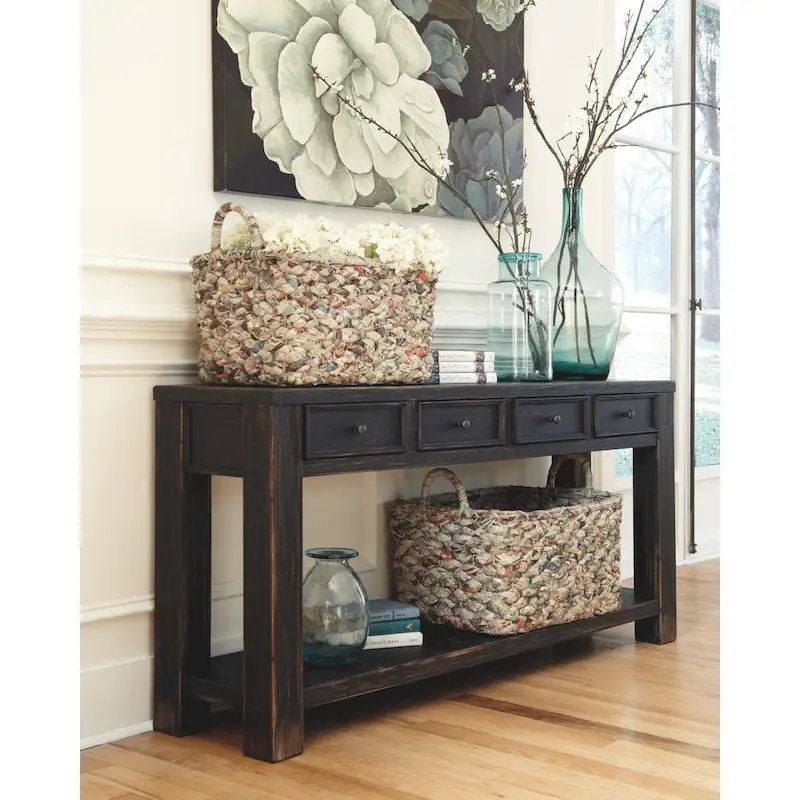 Signature Design by Ashley Gavelston Black Sofa Table