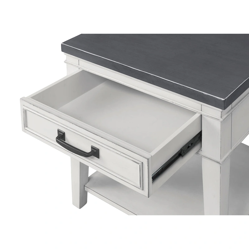 Del Mar 24 White and Grey 1-Drawer End Table