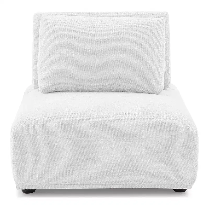 HOMES: Inside + Out Povoa Modern Modular Armless Chair Chenille with Extendable Backrest White