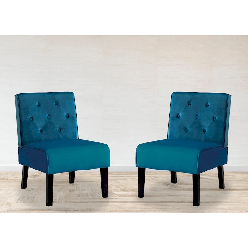 US Pride Nixon Velvet Tufted Back Accent Chair Set of 2
