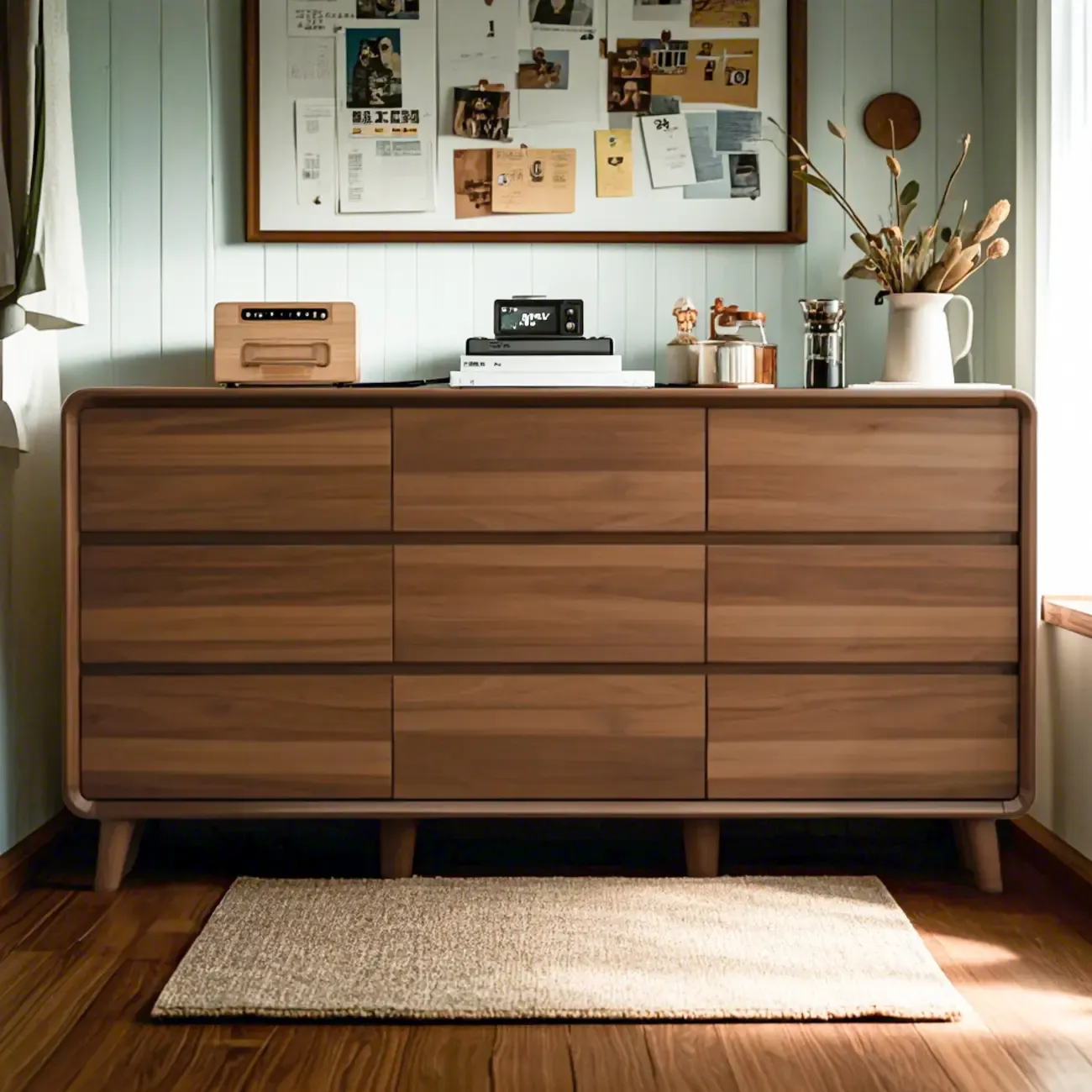 3 Tiers Rustic Square Brown Wood Dresser